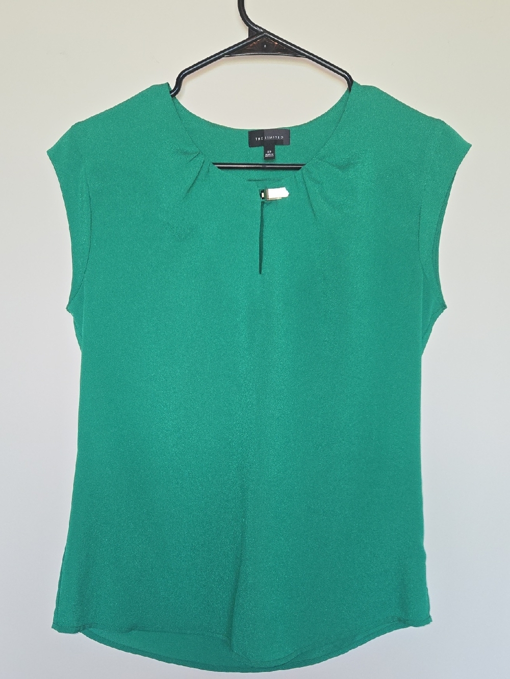 The Limited Emerald Green Cap-Sleeve Keyhole Blouse